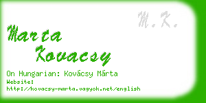 marta kovacsy business card